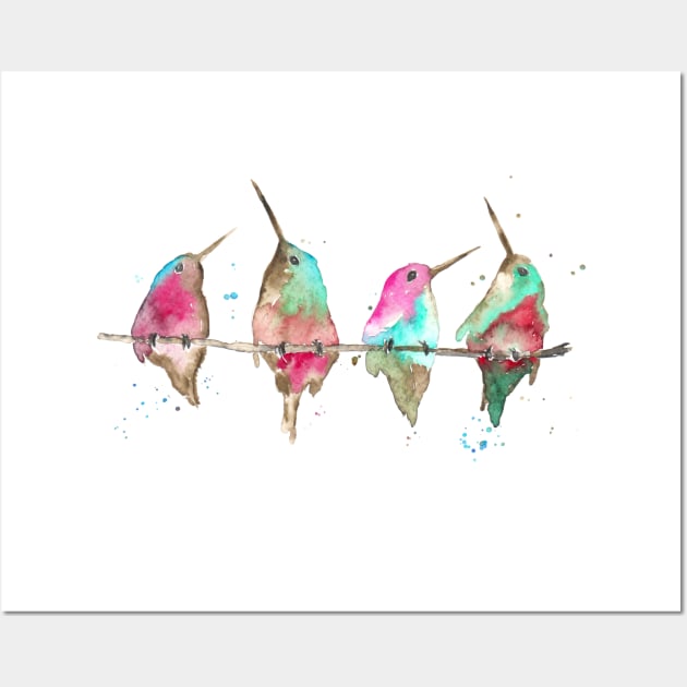 Hummingbirds on branch Wall Art by RosaliArt